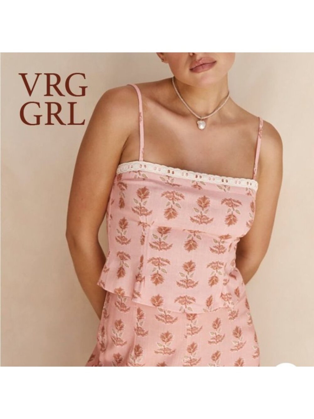 RARE! VRG GRL "Romanza Boheme" pink Floral Top 10